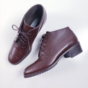 Vintage 90s y2k Steampunk Granny Punk Brown Leather Lace-up Ankle Boots Bootie 8